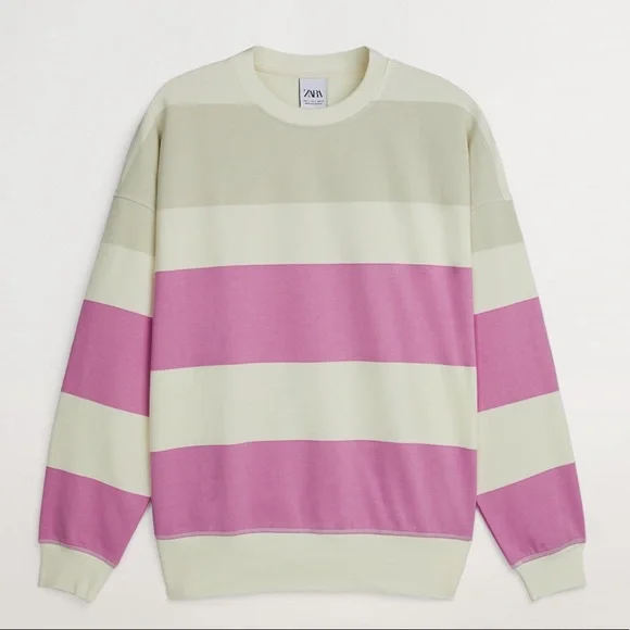 Zara | Striped Print Sweatshirt - Purple & White - Picture 6 of 12